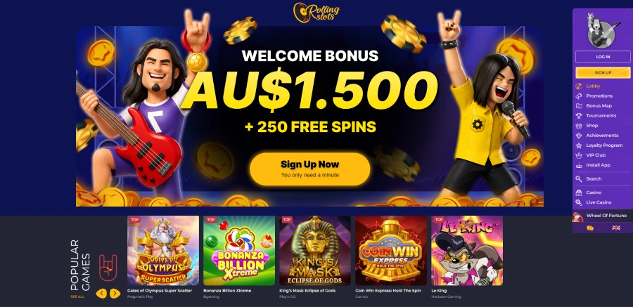 Rolling Slots online casino games lobby