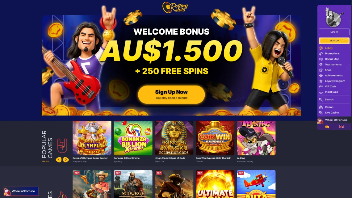 Rolling Slots online casino games lobby